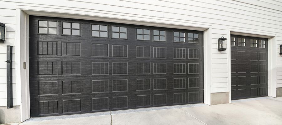 A modern black garage door in Chicago