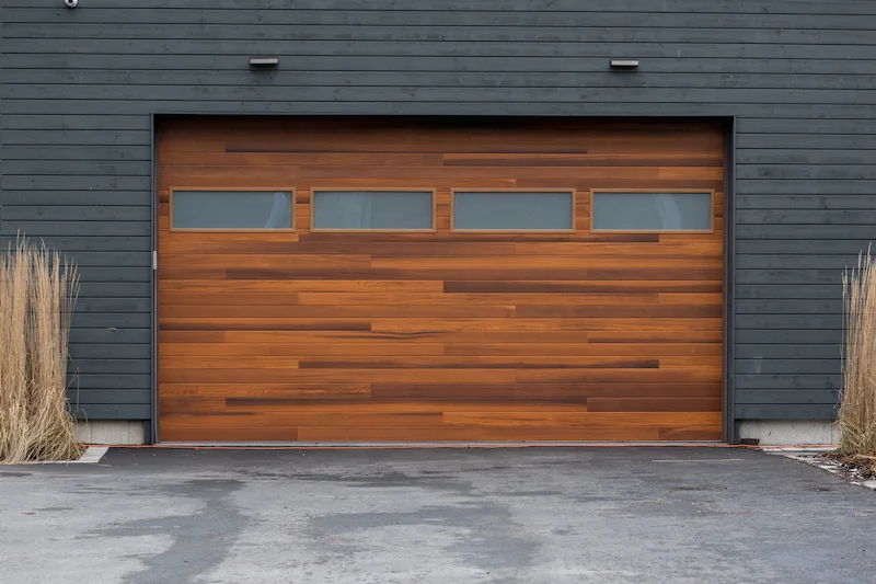 Modern Faux Wood Flush Panel Garage Door